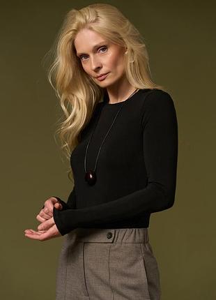 Лонгслив женский базовый, цвет черный. модель 3125 trikobakh