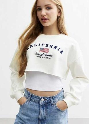 Стильний укорочений світшот / кроп-топ new look 915 «california» на 10-11років
