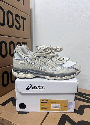 Кросівки аsісs gеl-nyc white grey / асікс гель нік сірі 36 37 38 39 40 41