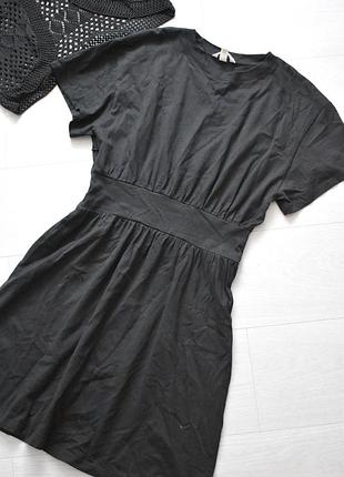 Черное хлопковое базовое платье h&amp;m