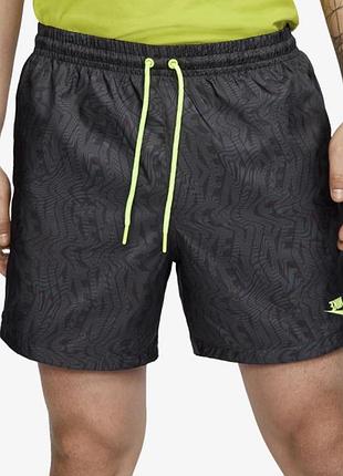 Шорти nike festival wool для плавання або повсякденні літні шорти з яскравими акцентами сірого та неоново-зеленого кольорів