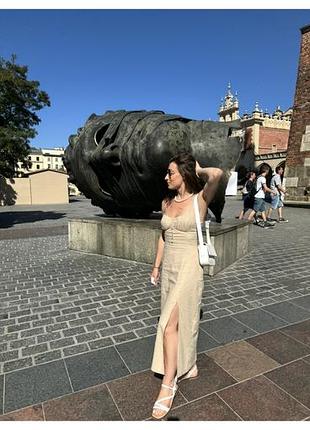 Zara бежева сукня льон котон xs