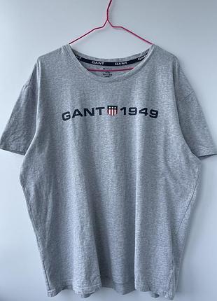 Чоловіча базова сіра футболка gant (gant 1949) oversize / xxl