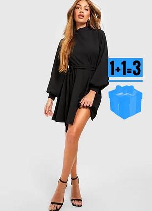 Базова чорна цупка сукня з поясом boohoo 24