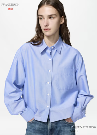 Рубашка кроп укороченная uniqlo 76 anderson голубая