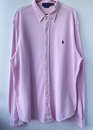 Рожева сорочка polo ralph lauren featherweight mesh (розмір xl) / чоловіча сорочка ральф лорен