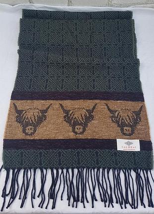 Жаккардовий шарф celtic alba highland cow loden calzeat шотландія