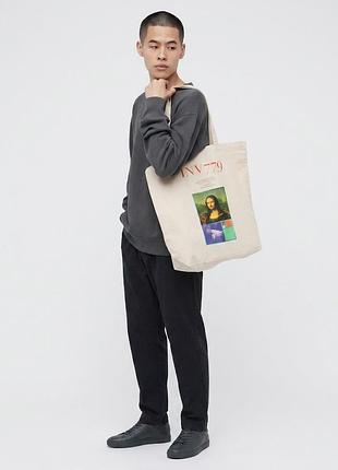 Сумка шопер uniqlo, лувр, 100% бавовна