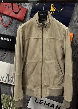 Куртка чоловіча шкірянка замша massimo dutti leather jacket бежевий s