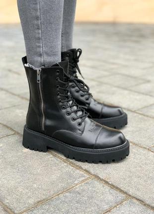 Balenciaga tractor ⭕ женские кожаные ботинки черные на меху 🔻 36-40 р5 фото