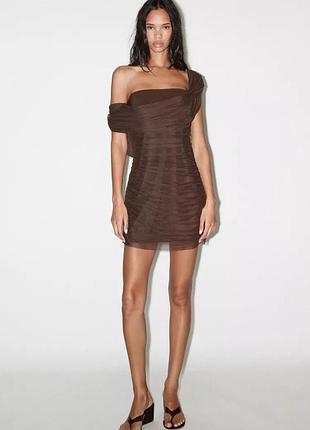 Коричнева сукня zara