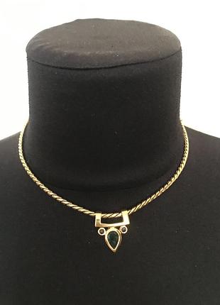 Кольє чокер з кулоном з амінцями swarovski  в позолоті вінтаж