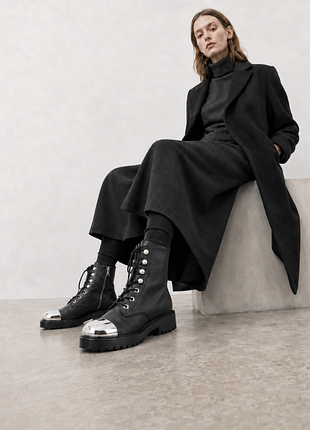 Zara ботинки с металлическим носком натуральная кожа