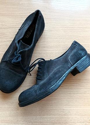 Крафтовые кожаные туфли оксфорды 37 р. 24 см hand made италия оригинал натуральная кожа нубук 3