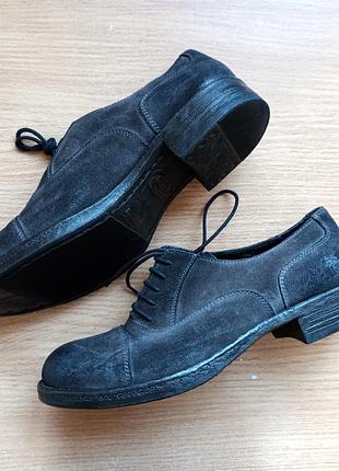 Крафтовые кожаные туфли оксфорды 37 р. 24 см hand made италия оригинал натуральная кожа нубук 4