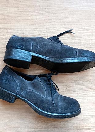 Крафтовые кожаные туфли оксфорды 37 р. 24 см hand made италия оригинал натуральная кожа нубук 5