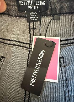 Женские серые джинсы клэш prettylittlething petite u912 / eur40 новые 4