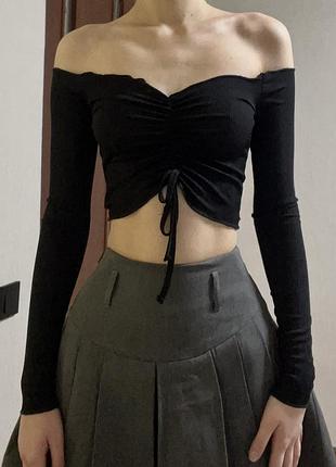 Prettylittlething чорний топ з довгим рукавом, розмір xs, можливий торг