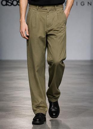 Чоловічі брюки чинос asos design хакі xl бавовна