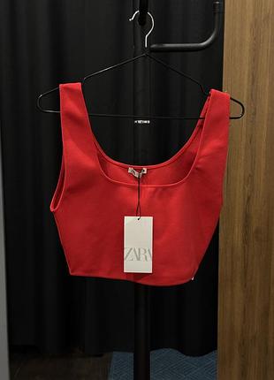 Топ zara червоний короткий