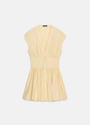 Жовта поплінова сукня yellow butter коротка міні zara / желтое поплиновое платье короткое мини 4