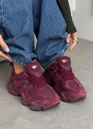 Кроссовки new balance 9060 burgundy