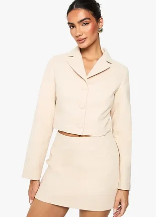 Жіночий укорочений жакет boohoo бежевий / кремовий uk12 / eur40 новий з етикеткою