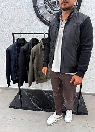 Чоловічий утеплений бомбер з трикотажними рукавами loro piana 6
