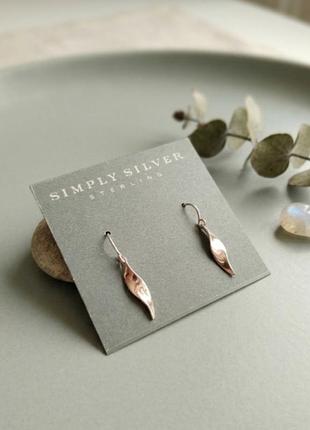Срібні висячі сережки simply silver 925 проба / сережки-хвилі 3 см.