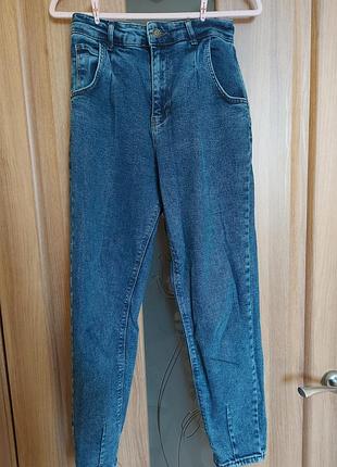 Стильні сині джинси-балони / мом (slouchy jeans) з високою посадкою