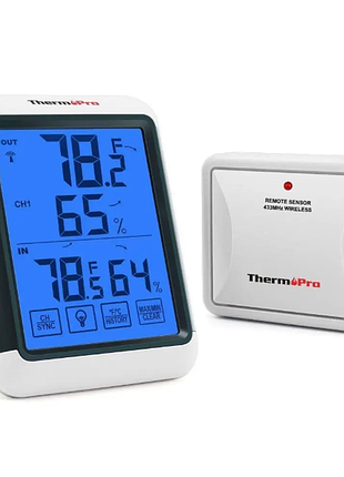 Термогігрометр thermopro tp65s (-20...+70°c; 10-99%; ±1°с; ±2%) з дистанційним датчиком t° до 60 м