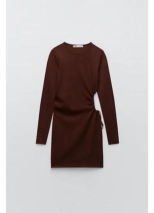 Актуальна вязана сукня плаття у трендовому відтінку бордо zara s uk 8 36 🔥🔥🔥