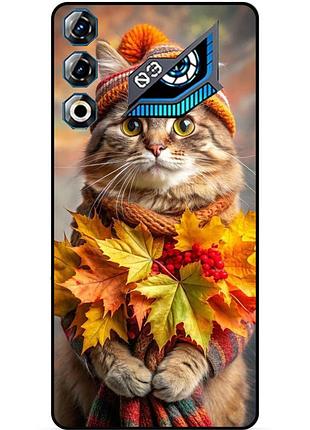 Чехол силиконовый бампер для zte nubia neo 3 gt 5g с рисунком кошечка осенью