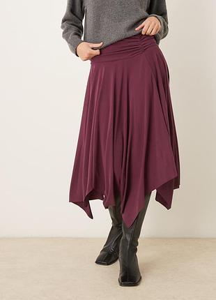 Нова асиметрична спідниця asos design в винному кольорі