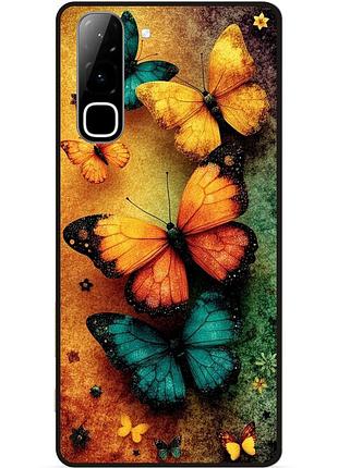 Силиконовый бампер чехол для infinix hot 70 (x6895) с картинкой бабочки мотыльки