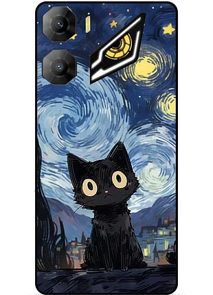 Силиконовый бампер чехол для zte nubia neo 3 5g с рисунком котик ван гог звездная ночь
