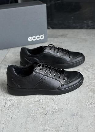 Чоловічі напівчеревики ecco soft classic розм 43 чорні черевики шкіра оригінал фірмові екко осінні