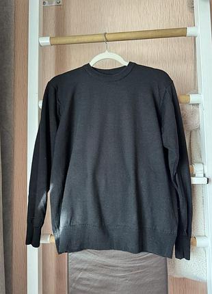 Базовий вовняний джемпер чорного кольору (100% wool, made in u.k.)