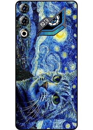 Силиконовый бампер чехол для zte nubia neo 3 gt 5g с рисунком кошечка звездная ночь