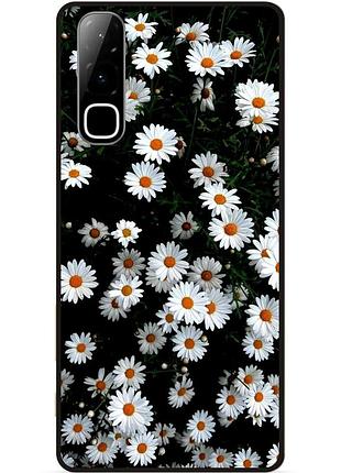 Силиконовый чехол бампер для infinix hot 70 (x6895) с рисунком цветы ромашки