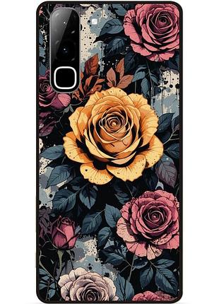 Силиконовый чехол бампер для infinix hot 70 (x6895) с рисунком цветы розы