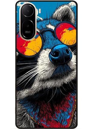 Силиконовый чехол бампер для xiaomi poco c81 pro с рисунком енот поп-арт