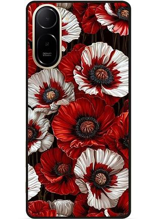 Силиконовый чехол бампер для xiaomi poco c81 pro с рисунком цветы маки