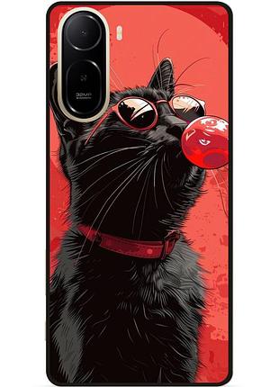Силіконовий чохол бампер для xiaomi poco c81 pro з малюнком черный кот