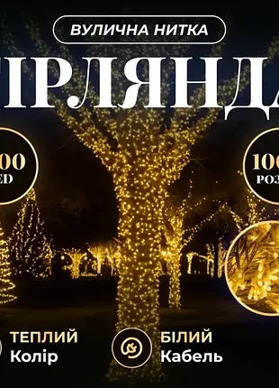 Гірлянда вулична нитка 1000led 100 метрів