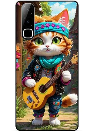 Силіконовий бампер чохол для infinix hot 70 (x6895) з малюнком котик з гітарою