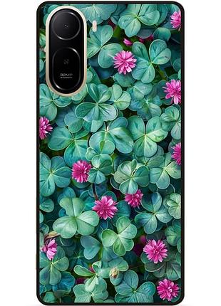 Силиконовый чехол бампер для xiaomi poco c81 pro с рисунком цветы клевер
