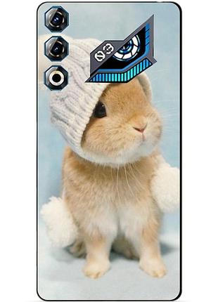 Силіконовий чохол бампер для zte nubia neo 3 gt 5g з малюнком зайчик у шапці