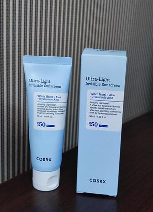 Cosrx-ultra-light invisible sunscreen spf50+/pa++++ - легкий зволожувальний сонцезахисний крем -