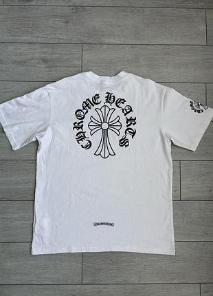 Мужская футболка хроум хартс chrome hearts luxury gothic rock biker chic size l л размер майка джерси Готический стиль белый цвет